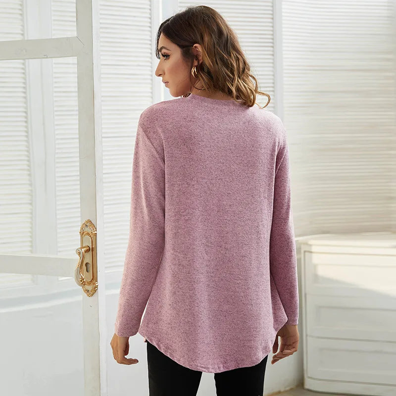 Maternity Clothes Long Sleeve Blouse T-Shirts Tees Spring Autumn New Casual Female Women Solid O-Neck Blouse Shirts Pullover Top