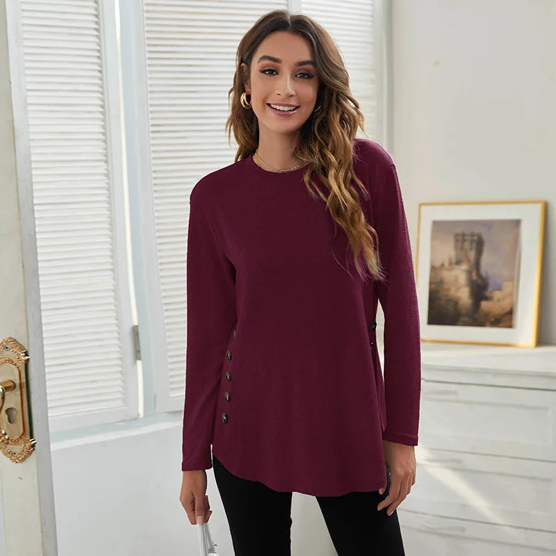 Maternity Clothes Long Sleeve Blouse T-Shirts Tees Spring Autumn New Casual Female Women Solid O-Neck Blouse Shirts Pullover Top