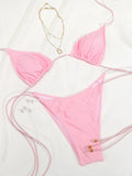 Rinabe Pink Bikini  Bandage Bikinis Triangle Swimsuits String Swimsuit High Cut Swimwear Sexy Bathing Suit Vacation Beachwear