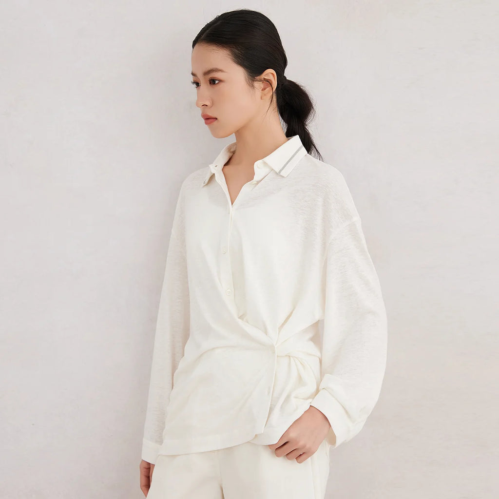 K3083X  Linen long blouse luxury womens clothing high quality spring summer clothes